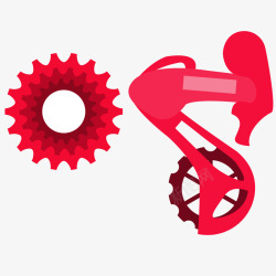 卡通红色自行车齿轮配件素材