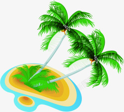 夏日小岛海滩椰树素材