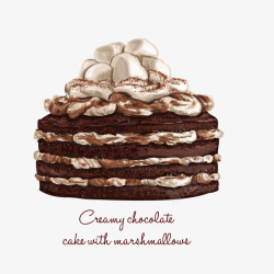 精致巧克力精美诱人蛋糕水彩矢量图高清图片