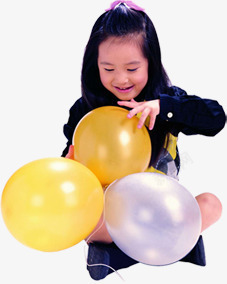夏日小女孩校服玩气球素材