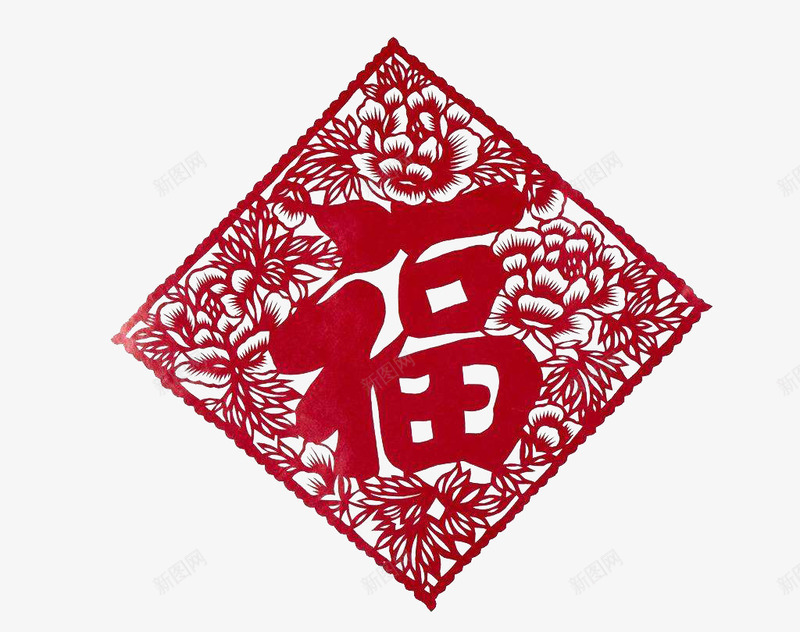 红色福字窗花剪纸png免抠素材_88icon https://88icon.com 传统工艺 剪纸 喜庆 春节 福字 窗花 红色 节日装饰