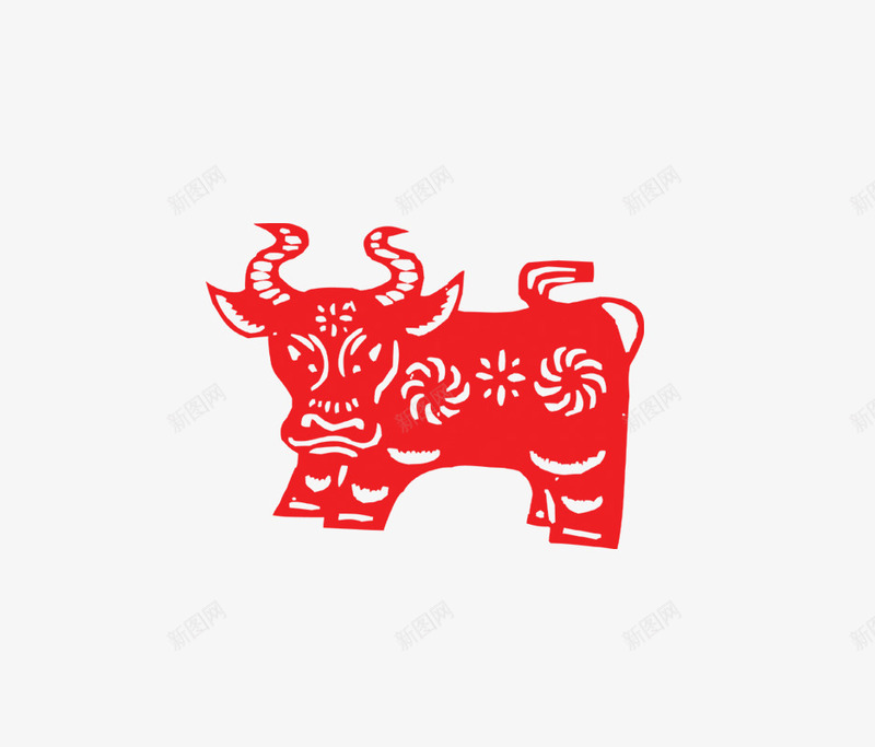 牛剪纸png免抠素材_88icon https://88icon.com 剪纸 牛 牛剪纸