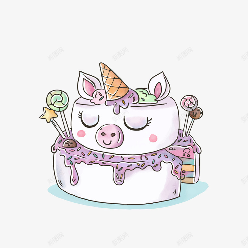 可爱小猪生日蛋糕png免抠素材_88icon https://88icon.com 卡通食物 可爱蛋糕 定制蛋糕卡通 小猪蛋糕 生日蛋糕 背景装饰