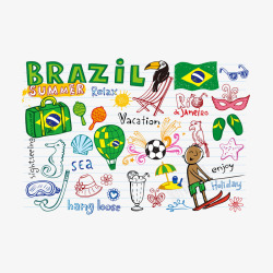 手绘夏日巴西元素素材