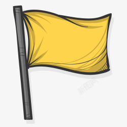 手绘足球黄色角旗主题矢量图素材