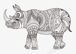 犀牛线性绘画素材