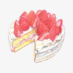 切开的草莓蛋糕素材