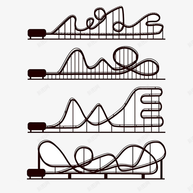 云霄飞车png免抠素材_88icon https://88icon.com 卡通 游乐场 线性 设施