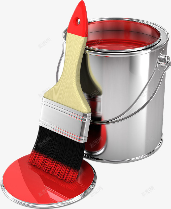 红色油漆装修涂料刷子滚筒png免抠素材_88icon https://88icon.com 红色油漆装修涂料刷子