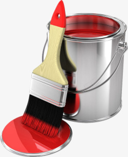 红色油漆装修涂料刷子滚筒素材