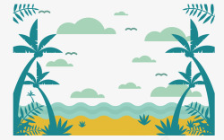 夏日海边椰子树装饰素材