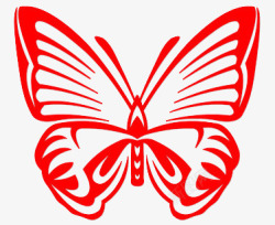 红色蝴蝶剪纸图素材