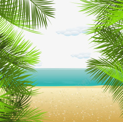 夏日沙滩椰子树背景装饰素材