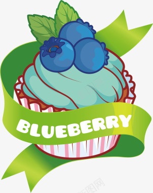 蓝色电灯泡蓝莓沙河特色蛋糕矢量图图标图标