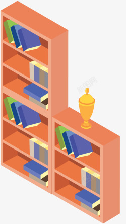 立体书架立体装饰书架元素高清图片