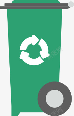 绿色回收垃圾桶图标图标