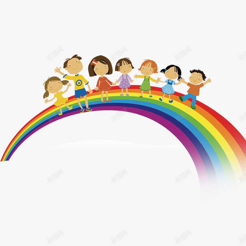 彩虹上的小孩子们png免抠素材_88icon https://88icon.com 儿童节素材 孩子 彩虹
