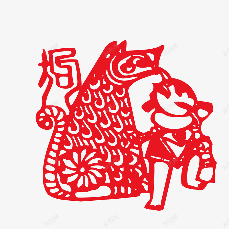 生肖剪纸狗png免抠素材_88icon https://88icon.com 中国风 十二生肖 狗 生肖 矢量剪纸 红色