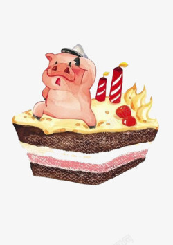 生日蛋糕猪素材