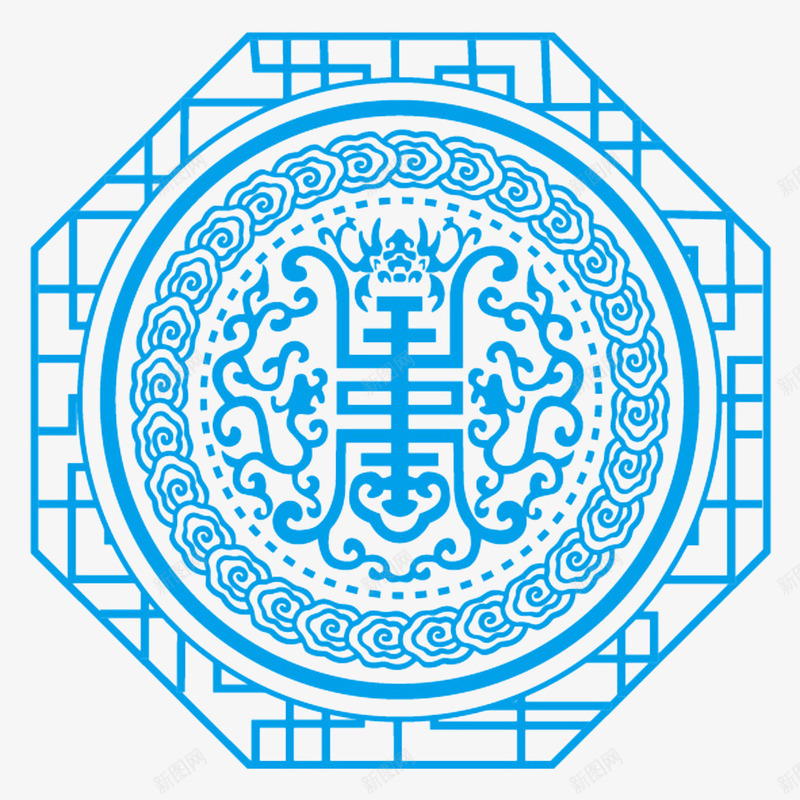 卡通手绘中国风花纹png免抠素材_88icon https://88icon.com 中国风 传统剪纸花纹 创意 卡通手绘 窗户花纹 艺术 蓝色