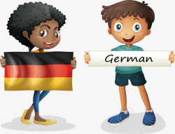 拿着德国国旗的孩子矢量图素材