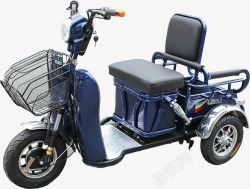 电动三轮摩托车实物深蓝色电动三轮摩托车高清图片