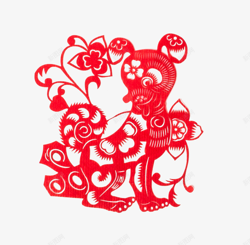 生肖狗中国剪纸png免抠素材_88icon https://88icon.com 中国剪纸 中国红 剪纸元素 生肖狗