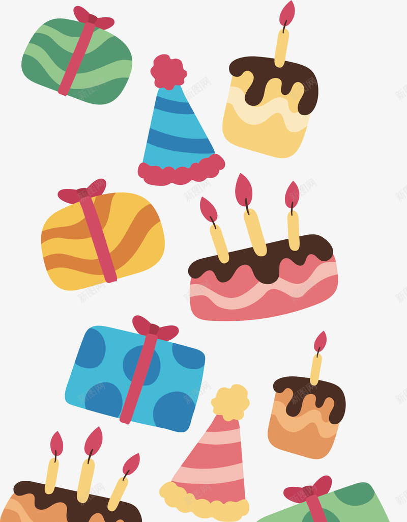 卡通生日蛋糕礼盒花纹png免抠素材_88icon https://88icon.com 卡通花纹 生日礼物 生日蛋糕 矢量png 礼物花纹 蛋糕花纹