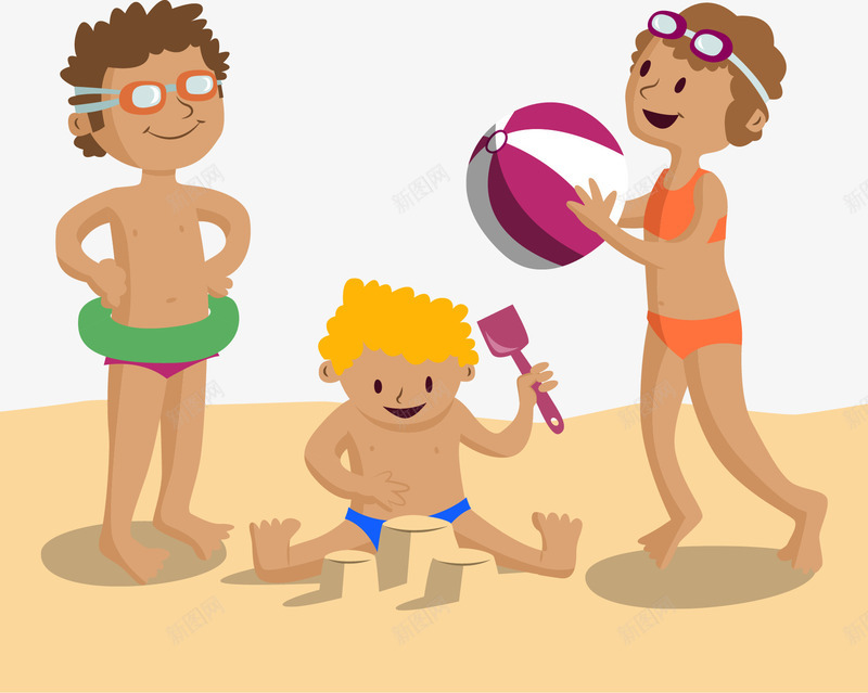 夏日沙滩玩耍儿童png免抠素材_88icon https://88icon.com 夏日沙滩 海边玩耍 玩耍的儿童