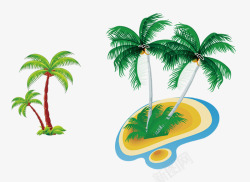 卡通海岛椰树素材