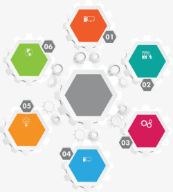 白色齿轮彩色图表矢量图素材