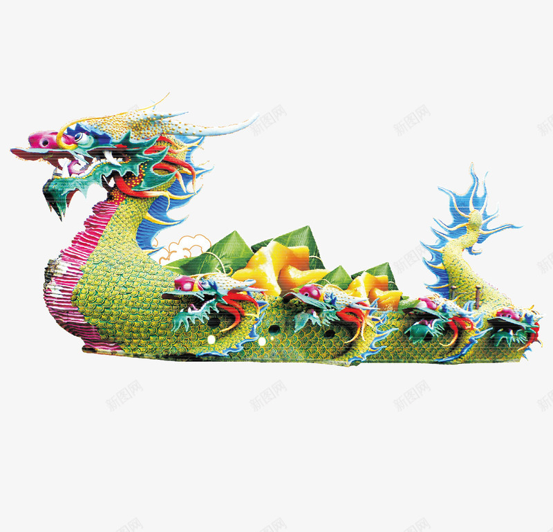 端午节赛龙舟包粽子png免抠素材_88icon https://88icon.com 矢量龙 端午节 粽子 赛龙舟 龙