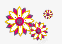 彩色手绘拼接的花朵素材