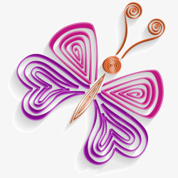 剪纸风紫色蝴蝶插画矢量图素材