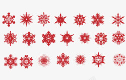 圣诞红色雪花剪纸元素素材