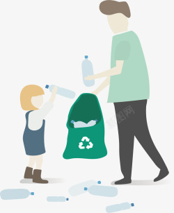 捡瓶子环境保护捡垃圾的人矢量图高清图片