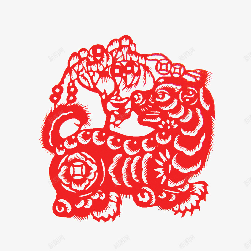 十二生肖剪纸之狗png免抠素材_88icon https://88icon.com png素材 中国风 剪纸 狗 红色
