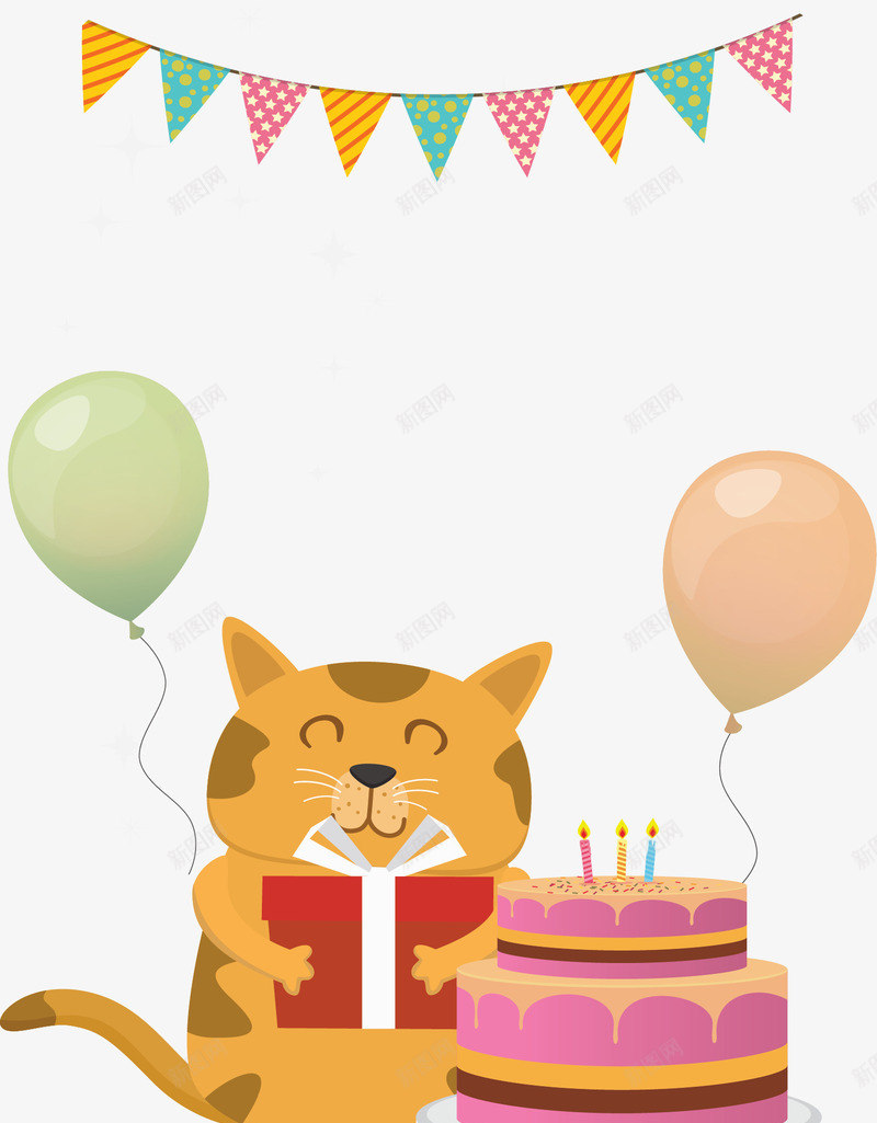 可爱猫咪生日派对矢量图ai免抠素材_88icon https://88icon.com 猫咪 生日快乐 生日派对 生日蛋糕 矢量png 粉红蛋糕 矢量图