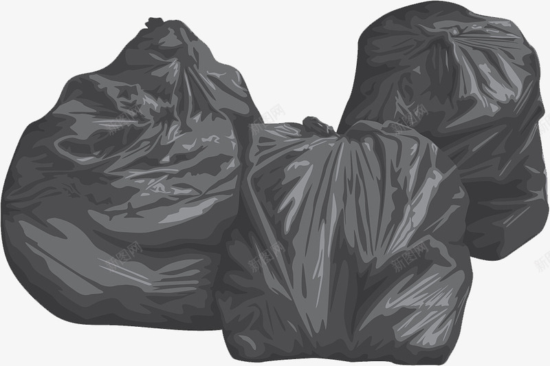 黑色垃圾袋png免抠素材_88icon https://88icon.com PVC材质 垃圾袋 环保 黑色
