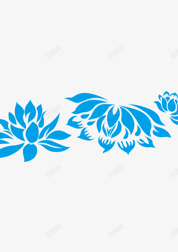 蓝莲花矢量图eps免抠素材_88icon https://88icon.com 免费png手绘图 扁平 植物 简约 蓝色 矢量图