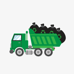 卡通垃圾车绿色环保垃圾车高清图片