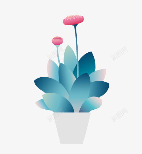 卡通手绘莲花psd免抠素材_88icon https://88icon.com 卡通手绘 花盆 莲花