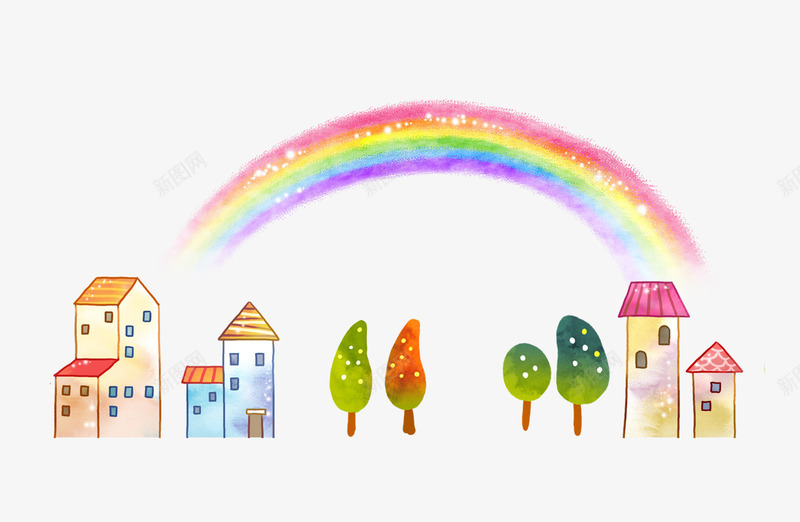 手绘儿童节装饰图案png免抠素材_88icon https://88icon.com 儿童节 六一 卡通 建筑 彩虹 手绘 装饰图案