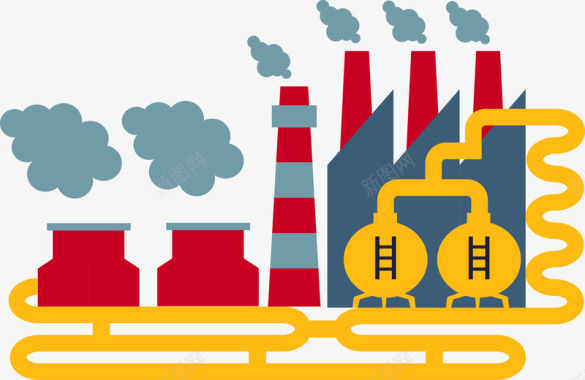 节能彩色工厂碳排放图标图标