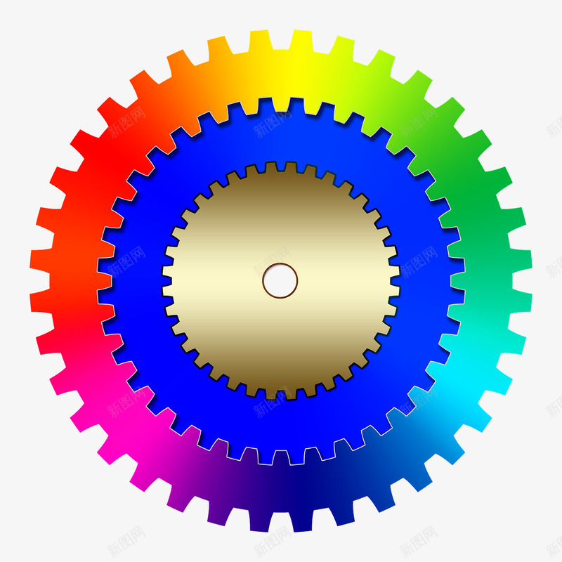 彩色叠加的齿轮png免抠素材_88icon https://88icon.com 叠加 彩色 转动 齿轮