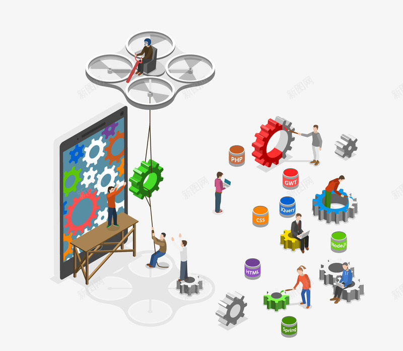 卡通立体齿轮png免抠素材_88icon https://88icon.com 人物 卡通 卡通立体场景 宣传 平面 开发 彩色 时尚 立体创意 等角 设计