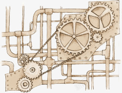 手绘水管齿轮素材