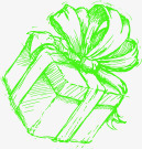 手绘绿色礼物生日卡片素材