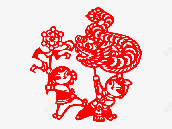 剪纸舞龙png免抠素材_88icon https://88icon.com 剪纸 舞龙