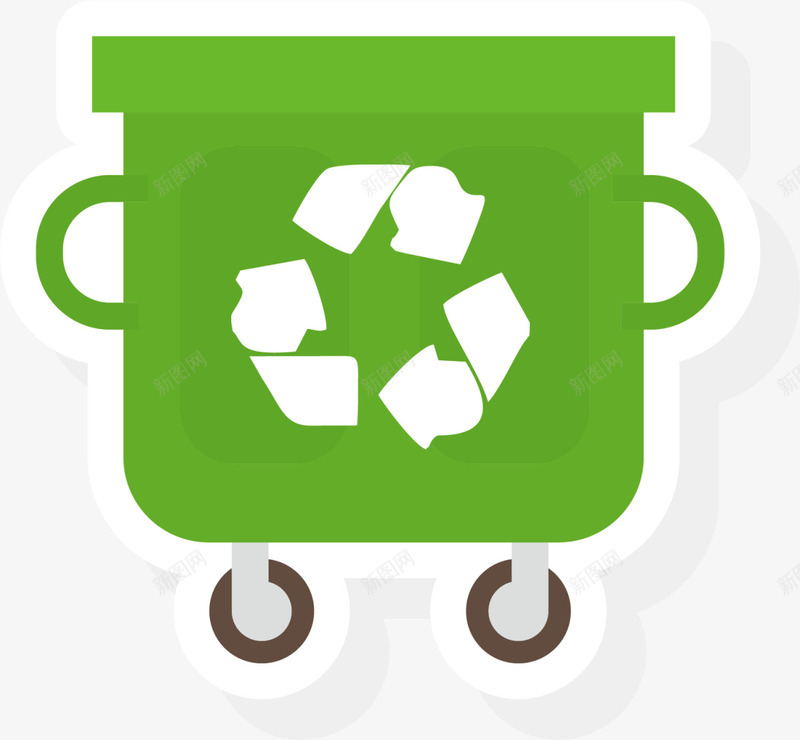 绿色卡通移动垃圾桶png免抠素材_88icon https://88icon.com 世界环境日 环保 生态循环 移动垃圾桶 绿色垃圾桶 自然